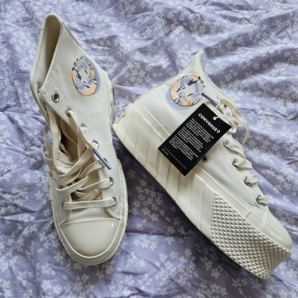 Converse Cream Canvas High-Top Sneakers